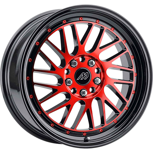 Mach Performance MP-42 Gloss Black W/ Red Face & Rivets - Part Number MP42-1880I35FGBRF Mach Performance MP-42 Gloss Black W/ Red Face & Rivets Photo