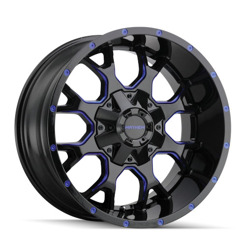 Mayhem Warrior 8015 Gloss Black W/ Blue Spokes - Part Number 8015-2137BTB Mayhem Warrior 8015 Gloss Black W/ Blue Spokes Photo
