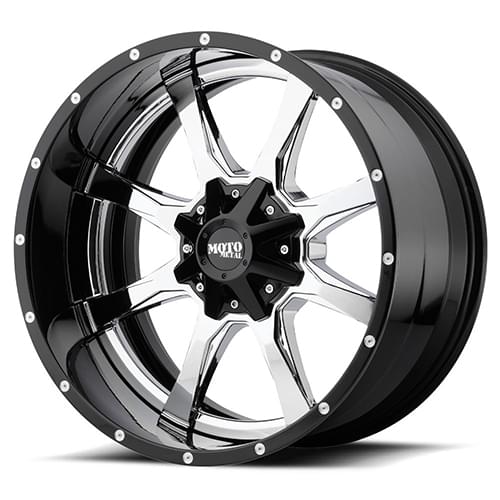 Moto Metal MO201 Chrome W/ Black Lip - Part Number MO201-20105018NCB Moto Metal MO201 Chrome W/ Black Lip Photo