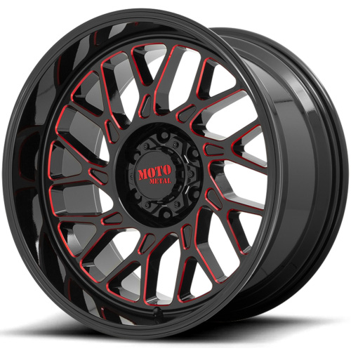 Moto Metal MO805 Gloss Black Milled W/ Red Tint - Part Number MO80521080918N Moto Metal MO805 Gloss Black Milled W/ Red Tint Photo
