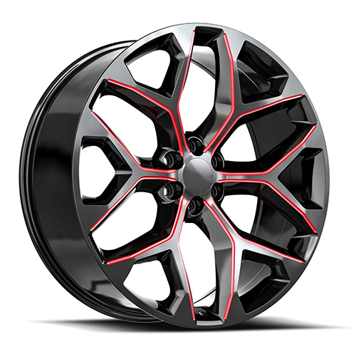 OE Revolution G-09 Gloss Black Red Milled - Part Number G09-30105031GBRM OE Revolution G-09 Gloss Black Red Milled Photo
