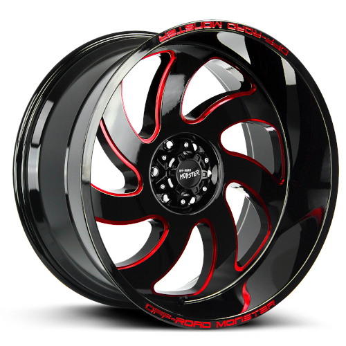 Off-Road Monster M07 Gloss Black Candy Red Milled - Part Number M07412865N44GBMLR Off-Road Monster M07 Gloss Black Candy Red Milled Photo