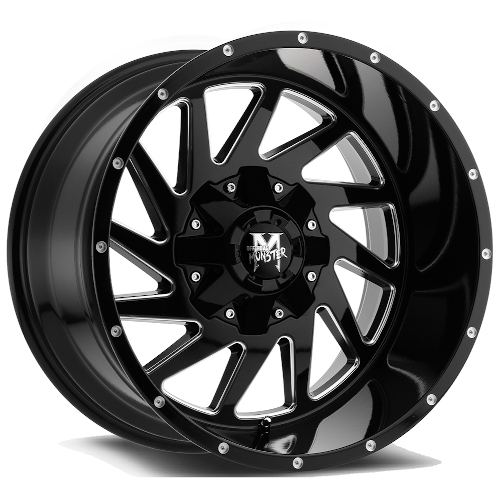 Off-Road Monster M12 Gloss Black Milled - Part Number M12414539N76GBML Off-Road Monster M12 Gloss Black Milled Photo