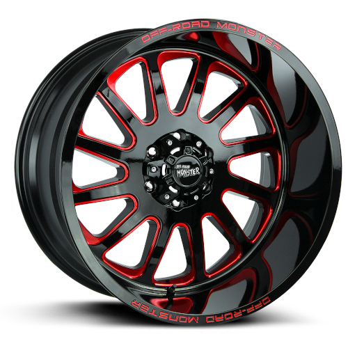 Off-Road Monster M17 Gloss Black Candy Red Milled - Part Number M170865N19GBMLR Off-Road Monster M17 Gloss Black Candy Red Milled Photo