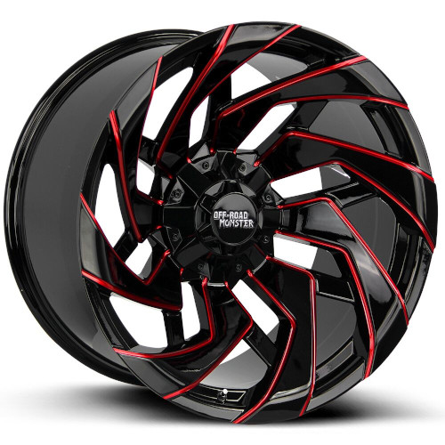 Off-Road Monster M24 Gloss Black Candy Red Milled - Part Number M240867N19GBMLR Off-Road Monster M24 Gloss Black Candy Red Milled Photo