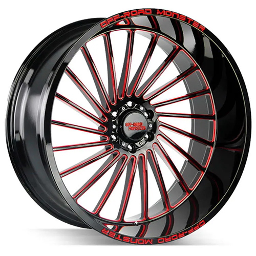 Off-Road Monster M27 Gloss Black W/ Candy Red Milled Accents - Part Number M27612639N44GBMLR Off-Road Monster M27 Gloss Black W/ Candy Red Milled Accents Photo