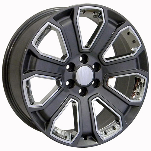 Replica Wheel Chevrolet Silverado CV93B Gunmetal W/ Chrome Inserts Photo