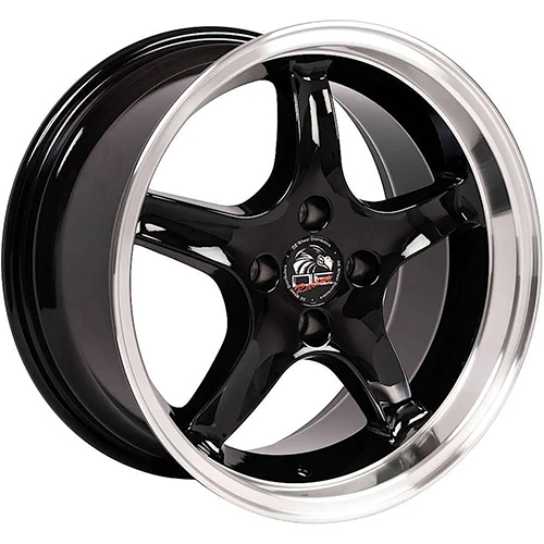 Replica Wheel Ford Mustang Cobra FR04 Black W/ Machined Lip Photo