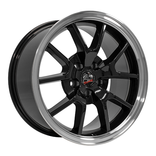 Replica Wheel Ford Mustang FR500 FR05 Black W/ Machined Lip Photo