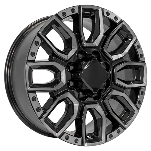 OE Wheels GMC Sierra 2500/3500 CV97A Black Milled Edge W/ Tinted Clear