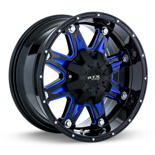 RTX Spine Black With Milled Blue Spokes