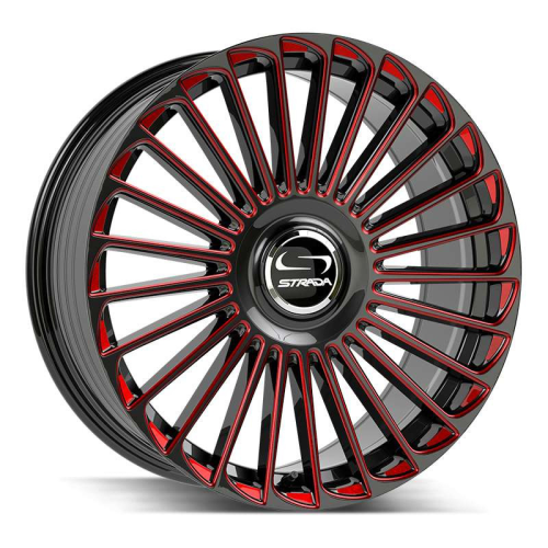 Strada Sf68 Martello Gloss Black w/ Candy Red Milling