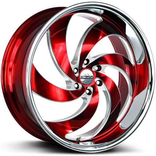 Strada Street Classics Retro 6 C06 Candy Red Milled SS Lip - Part Number C06663526RMLSS Strada Street Classics Retro 6 C06 Candy Red Milled SS Lip Photo