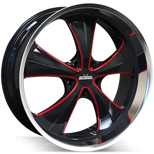 Strada Street Classics Old Skool C02 Gloss Black W/ Candy Red Milled Accents - Part Number C02463924GBMLRSS Strada Street Classics Old Skool C02 Gloss Black W/ Candy Red Milled Accents Photo
