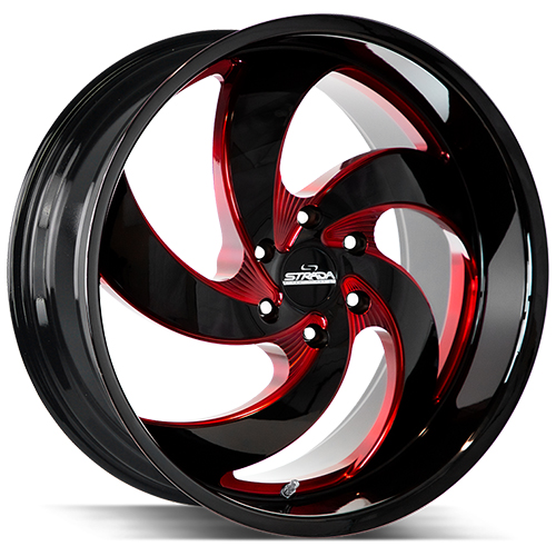 Strada Street Classics Retro 5 C05 Gloss Black W/ Candy Red Milled Accents - Part Number C05051235GBMLR Strada Street Classics Retro 5 C05 Gloss Black W/ Candy Red Milled Accents Photo