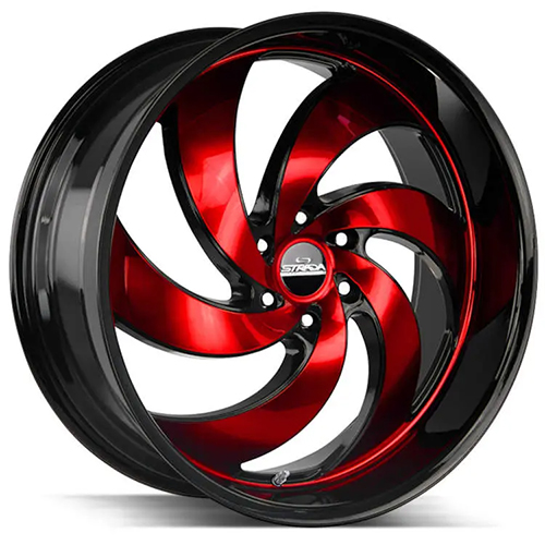 Strada Street Classics Retro 6 C06 Gloss Black W/ Candy Red Machined Face - Part Number C06463924GBMR Strada Street Classics Retro 6 C06 Gloss Black W/ Candy Red Machined Face Photo