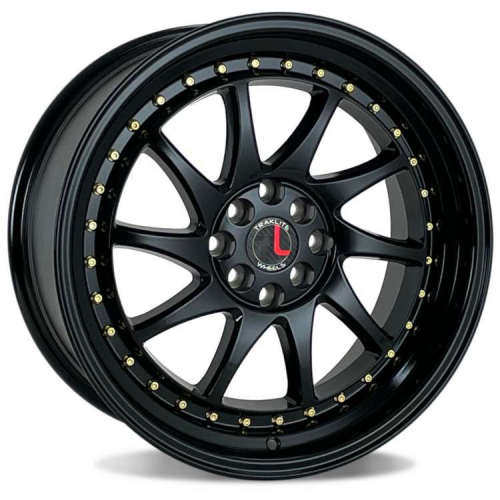 Traklite Wheels Turbo Gloss Black W/ Gold Rivets