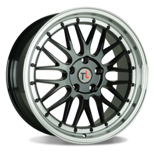 Traklite Wheels Turbulance Gloss Black w/ Machined Lip And Black Rivets