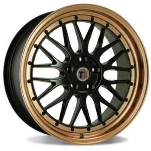 Traklite Wheels Turbulance Gloss Black w/ Polished Rose Gold Lip And Black Rivets