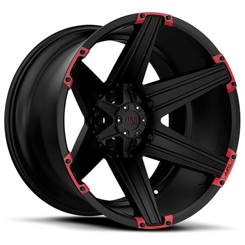 Tuff T12 Satin Black W/ Red Inserts Photo