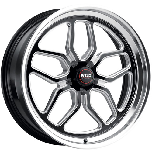 Weld Performance Laguna S107 Gloss Black Milled W/ Diamond Cut Lip - Part Number S10709021P38 Weld Performance Laguna S107 Gloss Black Milled W/ Diamond Cut Lip Photo