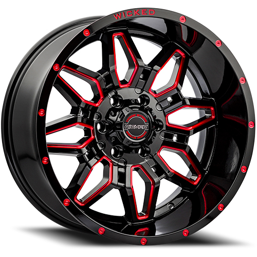 Wicked W909 Black w/ Red Milling - Part Number W909B200655-24RT Wicked W909 Black w/ Red Milling Photo