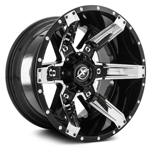 XF Offroad XF-214 Gloss Black W/ Chrome Inserts - Part Number XF-214209061351397+12GBCIS XF Offroad XF-214 Gloss Black W/ Chrome Inserts Photo