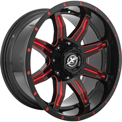 XF Offroad XF-215 Gloss Black Red Milled Photo