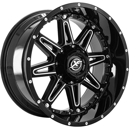 XF Offroad XF-217 Gloss Black Milled W/ Black Inserts - Part Number XF-217209051351397+12GBMLBISXFR XF Offroad XF-217 Gloss Black Milled W/ Black Inserts Photo
