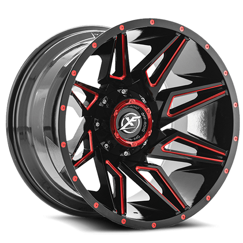 XF Offroad XF-218 Gloss Black Red Milled - Part Number XF-218209081651180+0GBRM XF Offroad XF-218 Gloss Black Red Milled Photo