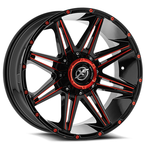 XF Offroad XF-220 Gloss Black Red Milled - Part Number XF-220209051397150+12GBRM XF Offroad XF-220 Gloss Black Red Milled Photo
