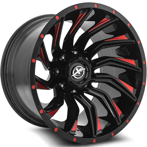 XF Offroad XF-224 Gloss Black Red Milled - Part Number XF-224201281651170-44GBMLR XF Offroad XF-224 Gloss Black Red Milled Photo