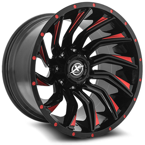 XF Offroad XF-224 Gloss Black Red Milled - Part Number XF-224209051271397+12GBRM XF Offroad XF-224 Gloss Black Red Milled Photo