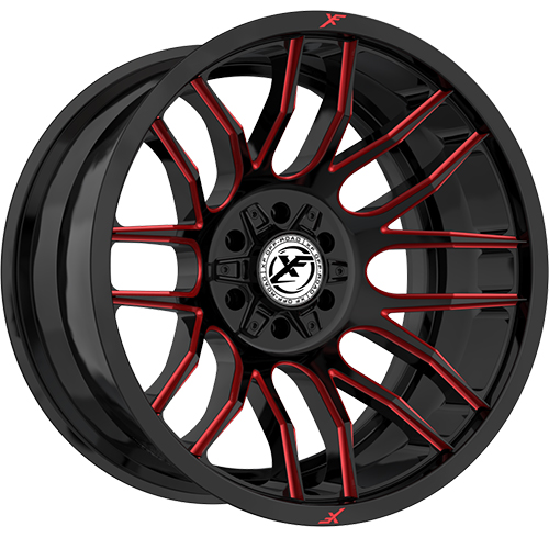 XF Offroad XF-232 Gloss Black W/ Red Milled Accents - Part Number XF-232221261351397-44GBMLR XF Offroad XF-232 Gloss Black W/ Red Milled Accents Photo