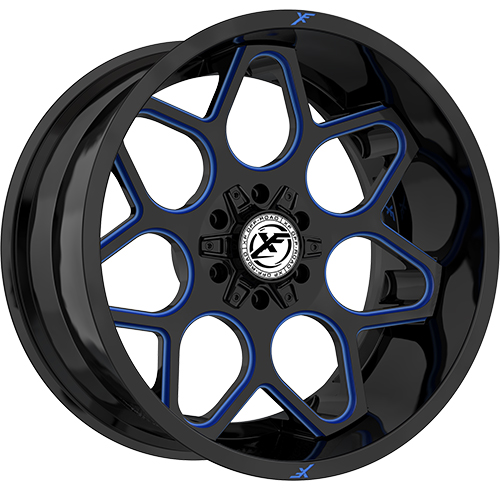 XF Offroad XF-233 Gloss Black W/ Blue Milled Accents - Part Number XF-233201081651170-12GBMLB XF Offroad XF-233 Gloss Black W/ Blue Milled Accents Photo
