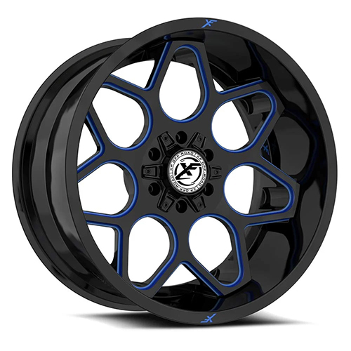 XF Offroad XF-233 Gloss Black W/ Blue Milled Accents - Part Number XF-233209061351397+0GBBM XF Offroad XF-233 Gloss Black W/ Blue Milled Accents Photo