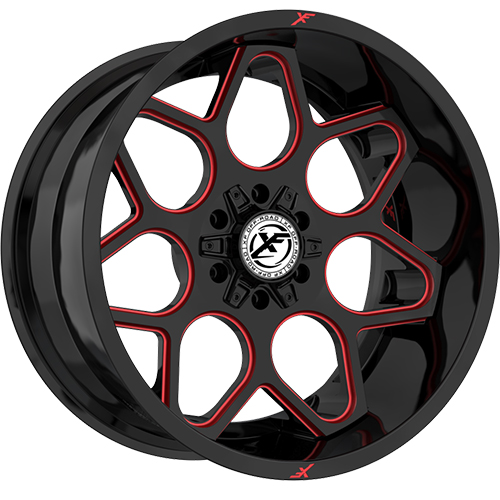 XF Offroad XF-233 Gloss Black W/ Red Milled Accents - Part Number XF-233201051271397-24GBMLR XF Offroad XF-233 Gloss Black W/ Red Milled Accents Photo
