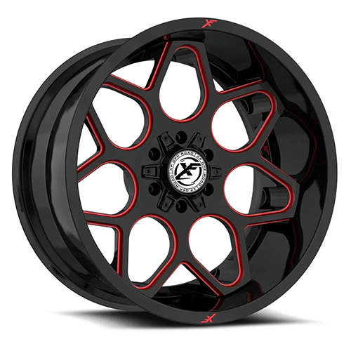 XF Offroad XF-233 Gloss Black W/ Red Milled Accents - Part Number XF-233209061351397+12GBRM XF Offroad XF-233 Gloss Black W/ Red Milled Accents Photo