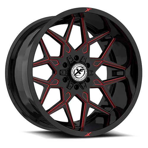 XF Offroad XF-238 Gloss Black W/ Red Milled Accents - Part Number XF-238201081651180-24GBRM XF Offroad XF-238 Gloss Black W/ Red Milled Accents Photo