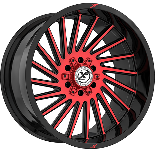 XF Offroad XF-239 Gloss Black Machined W/ Red Milled Accents - Part Number XF-239201081651180-12GBMRED XF Offroad XF-239 Gloss Black Machined W/ Red Milled Accents Photo