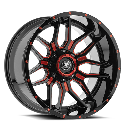 XF Offroad XF-222 Gloss Black Red Milled - Part Number XF-222209081651170+12GBMLR XF Offroad XF-222 Gloss Black Red Milled Photo