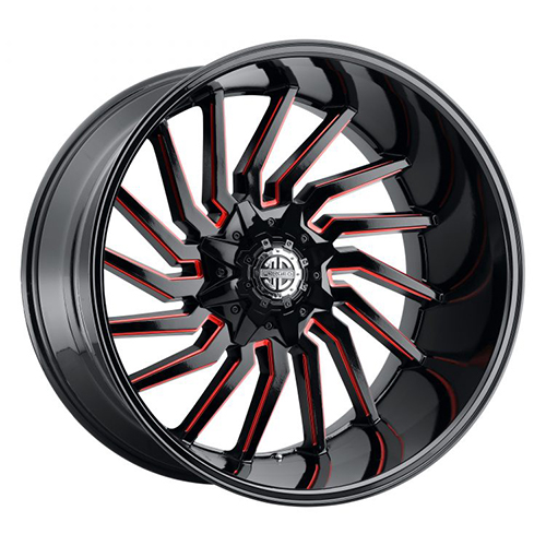 Xtreme Offroad Forged XF-16 Midnight Black W/ Red Milled Accents - Part Number XF16-2210R-25PBRX Xtreme Offroad Forged XF-16 Midnight Black W/ Red Milled Accents Photo