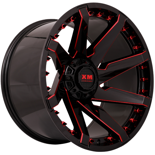 Xtreme Mudder XM301 Gloss Black Red Milled Photo