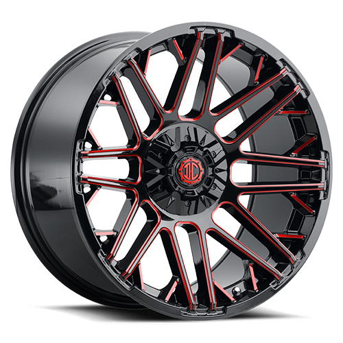 Xtreme Offroad NX-27 Midnight Black With Red Milled Accents - Part Number NX27-2010XX+0PBRX-I Xtreme Offroad NX-27 Midnight Black With Red Milled Accents Photo