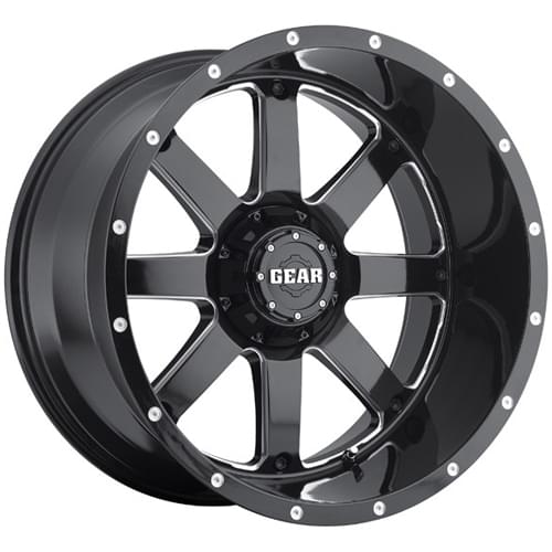 Gear Off Road Big Block 726 Gloss Black W/ Milled Spokes Deep - Part Number 726MB-2228144 Gear Off Road Big Block 726 Gloss Black W/ Milled Spokes Deep Photo